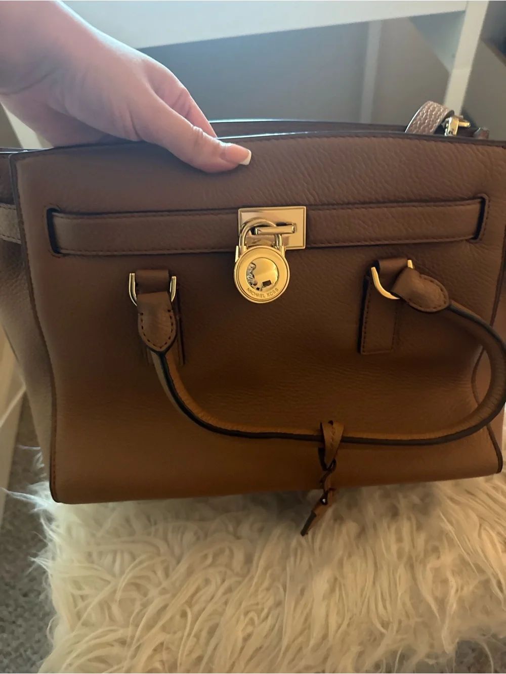 Michael Kors Cognac Pebbled Leather Satchel with Wallet